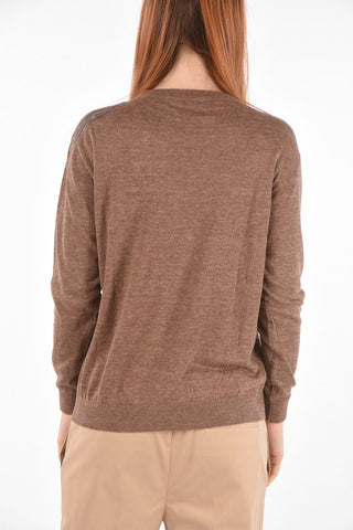 Maglia in Lino e Cotone con Ricamo Gioiello