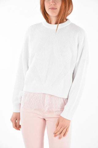 Tulle Bottom Lace-up Detail Sweater