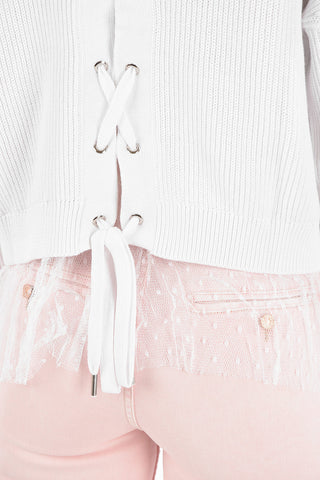 Tulle Bottom Lace-up Detail Sweater