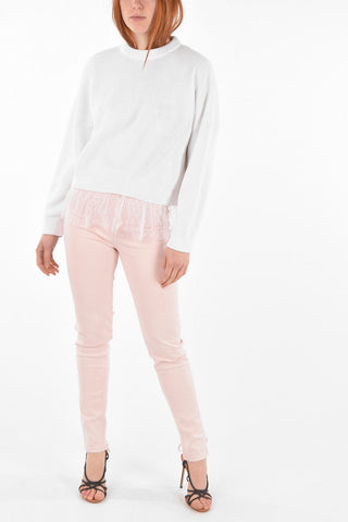 Tulle Bottom Lace-up Detail Sweater