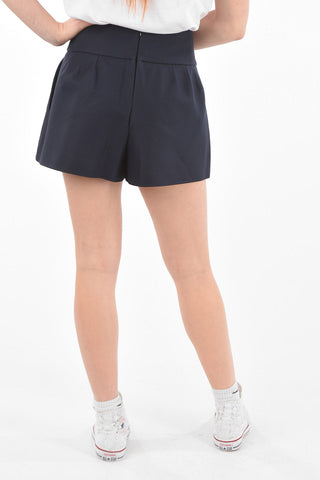 Back Zipped Flared Cotton Shorts