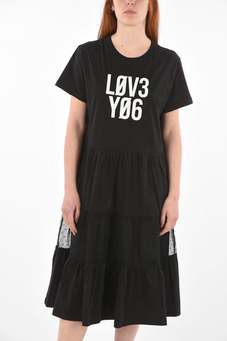 Tulle Insert L0V3 Y06 Cotton Flounced Dress