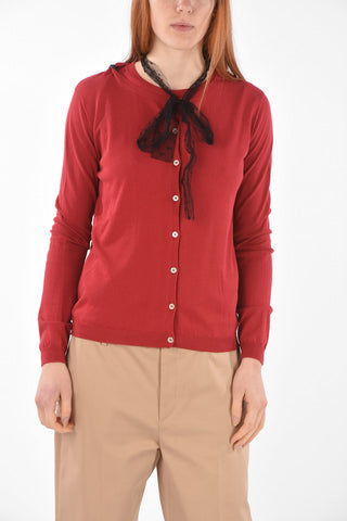 Set Top e Cardigan Tie Neck con Dettaglio in Tulle