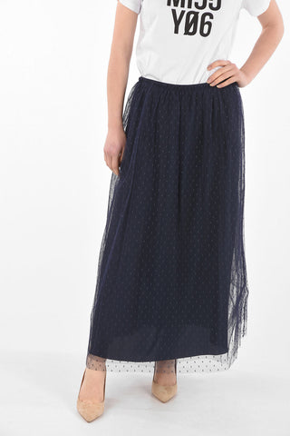 Elastic Waistband Polka Dot Patterned Tulle Skirt