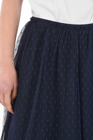 Elastic Waistband Polka Dot Patterned Tulle Skirt
