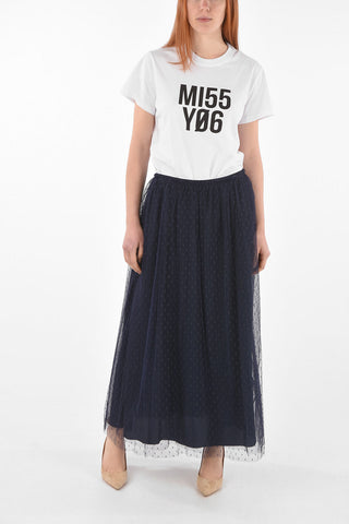 Elastic Waistband Polka Dot Patterned Tulle Skirt