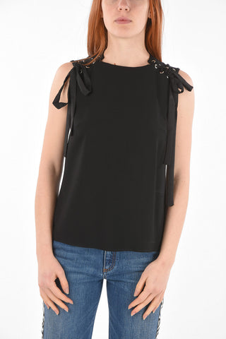 Top Girocollo con Dettaglio Lace-up