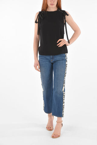 Top Girocollo con Dettaglio Lace-up