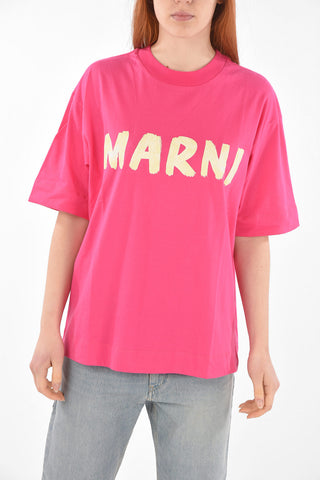 Crew Neck Printed Logo Oversized Cotton T-Shirt