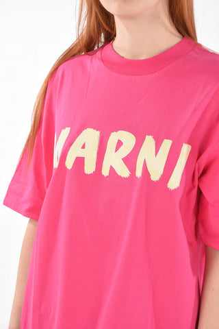 Crew Neck Printed Logo Oversized Cotton T-Shirt