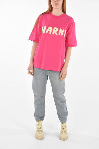 Crew Neck Printed Logo Oversized Cotton T-Shirt