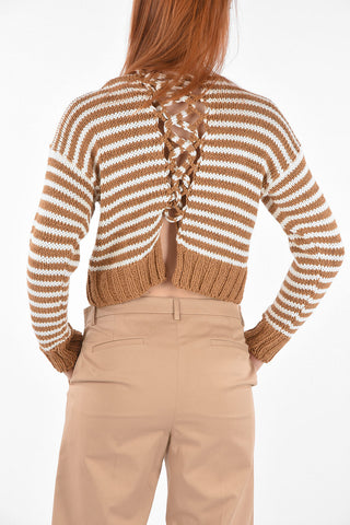 Crew Neck Two Tone Braided Detail Pullover