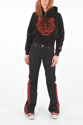 Side Contrasting Band Bootcut Denims