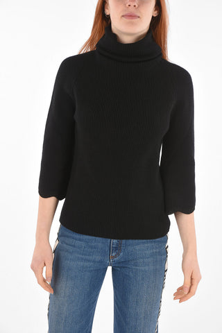Turtleneck Angel-sleeved Virgin Wool Sweater