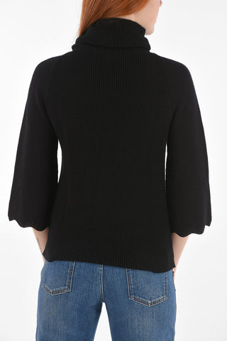 Turtleneck Angel-sleeved Virgin Wool Sweater