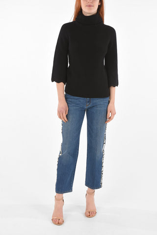 Turtleneck Angel-sleeved Virgin Wool Sweater