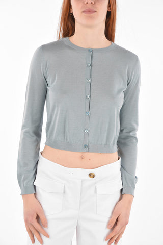 Crew Neck Cashmere and Silk Cardigan