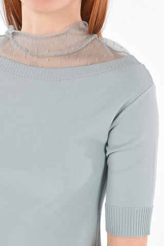3/4-Sleeved Lace Detail Knitted Dress