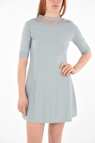 3/4-Sleeved Lace Detail Knitted Dress