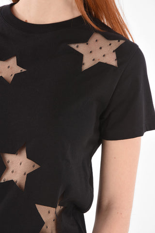 Crew Neck Mesh Cut-out Detail T-Shirt