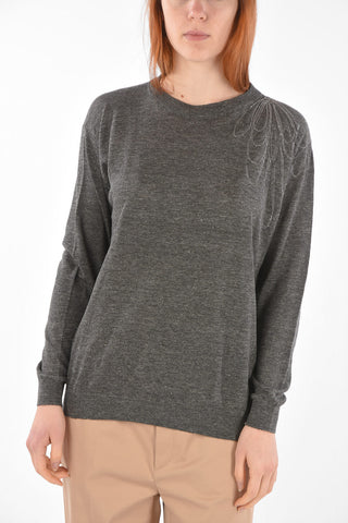 Maglia in Lino e Cotone con Ricamo Gioiello