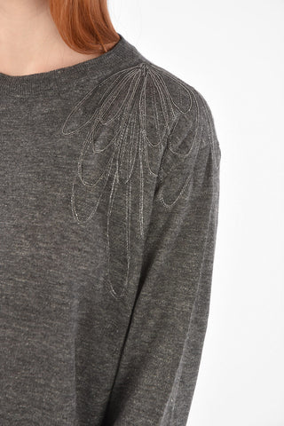 Maglia in Lino e Cotone con Ricamo Gioiello