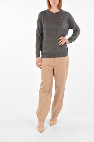 Maglia in Lino e Cotone con Ricamo Gioiello