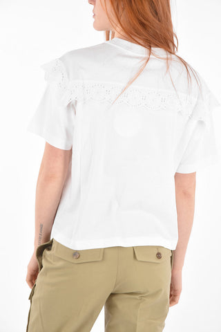 SEE BY Crew Neck Sangallo Detail T-Shirt