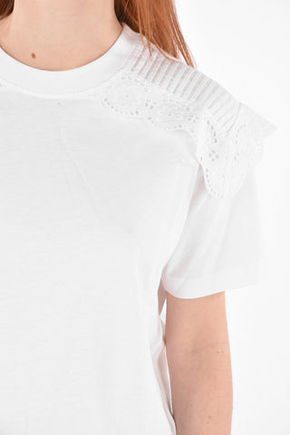 SEE BY Crew Neck Sangallo Detail T-Shirt