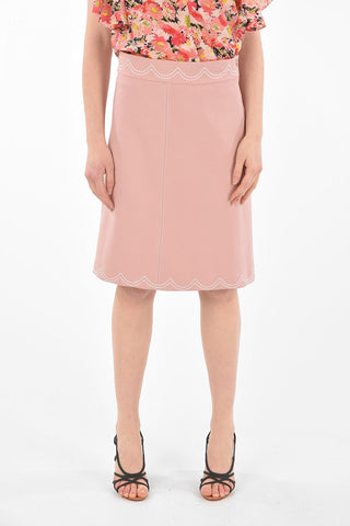 Embroidered A-Line Midi Skirt