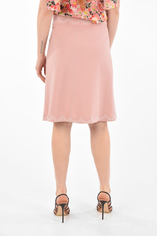 Embroidered A-Line Midi Skirt