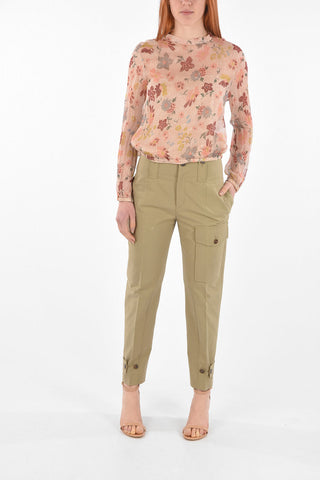 Tie Neck Floral Printed Silk and Lurex Blouse