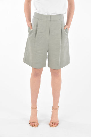 Single-pleated Linen Blend Shorts