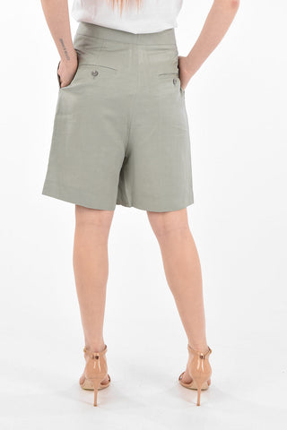 Single-pleated Linen Blend Shorts