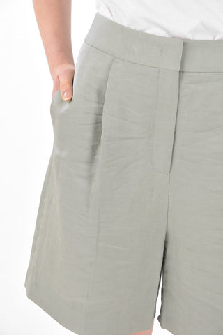 Single-pleated Linen Blend Shorts