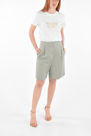 Single-pleated Linen Blend Shorts