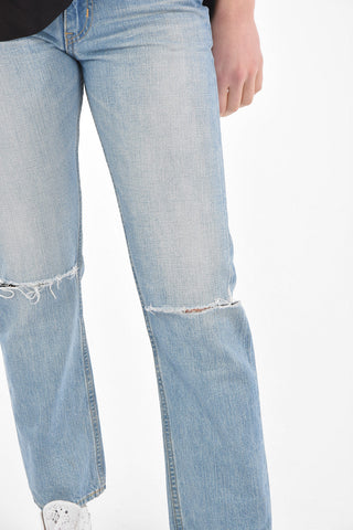 DENIM Jeans 5 Tasche Straight Fit in Denim Distressed