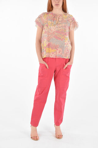 Tie Neck Abstract Motif Silk Top