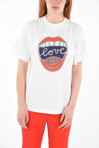 T-Shirt Girocollo in Cotone con Stampa