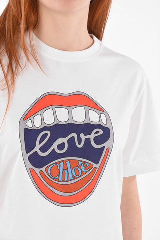 T-Shirt Girocollo in Cotone con Stampa