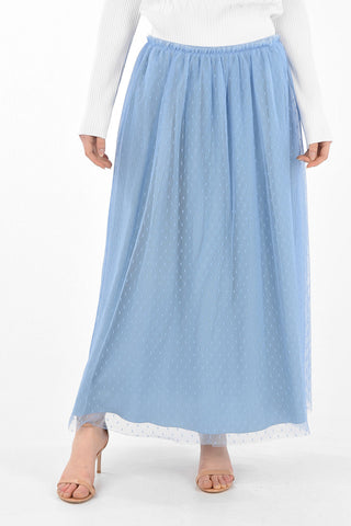 Elastic Waistband Polka Dot Patterned Tulle Skirt