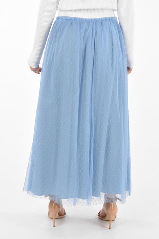Elastic Waistband Polka Dot Patterned Tulle Skirt