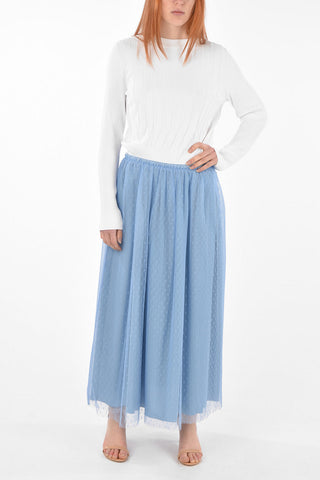 Elastic Waistband Polka Dot Patterned Tulle Skirt
