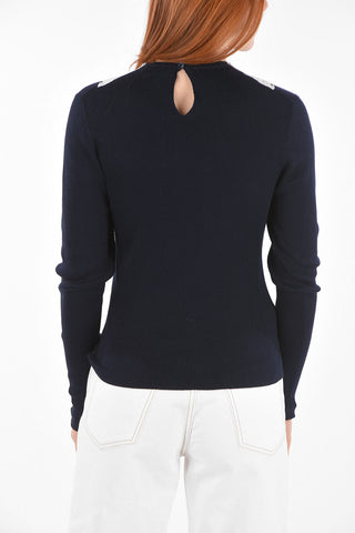 Lace Detail Ribbed Cotton Sweater