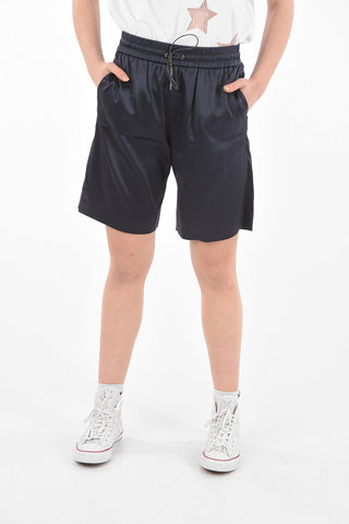 Elastic Waistband Stretch Silk Shorts with Drawstring