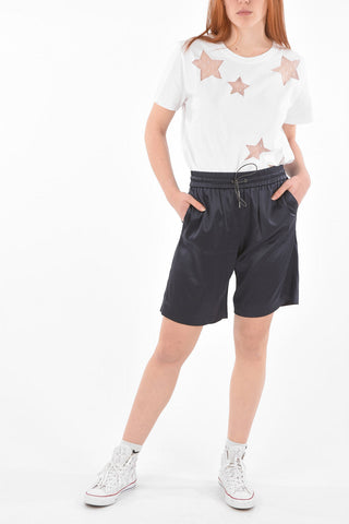 Elastic Waistband Stretch Silk Shorts with Drawstring