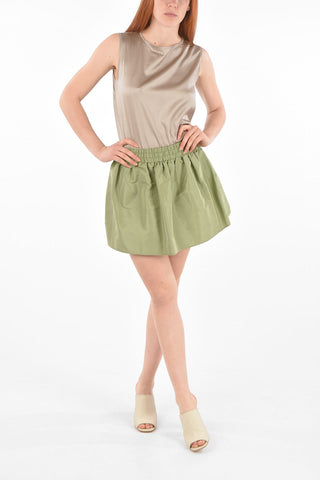 Elastic Waistband Flared Skirt
