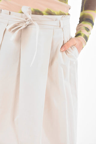 Flare Double-pleated Midi Skirt with Waist Belt
