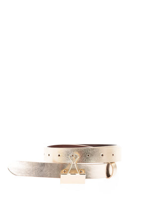 cintura a clip in pelle lamè 25mm