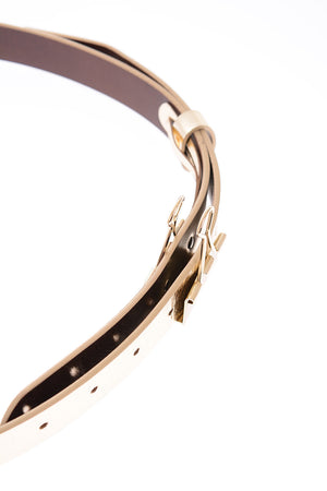 cintura a clip in pelle lamè 25mm